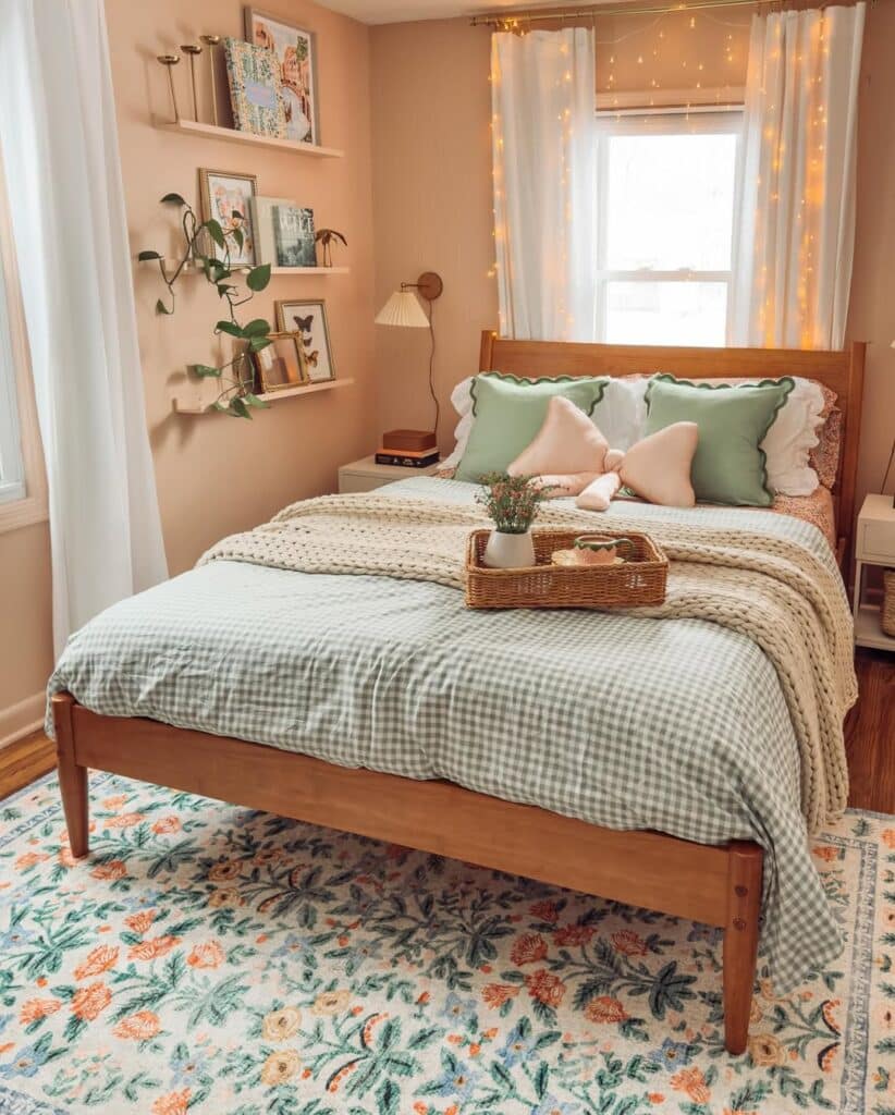 Soft Sage Spring Cottage Bedroom