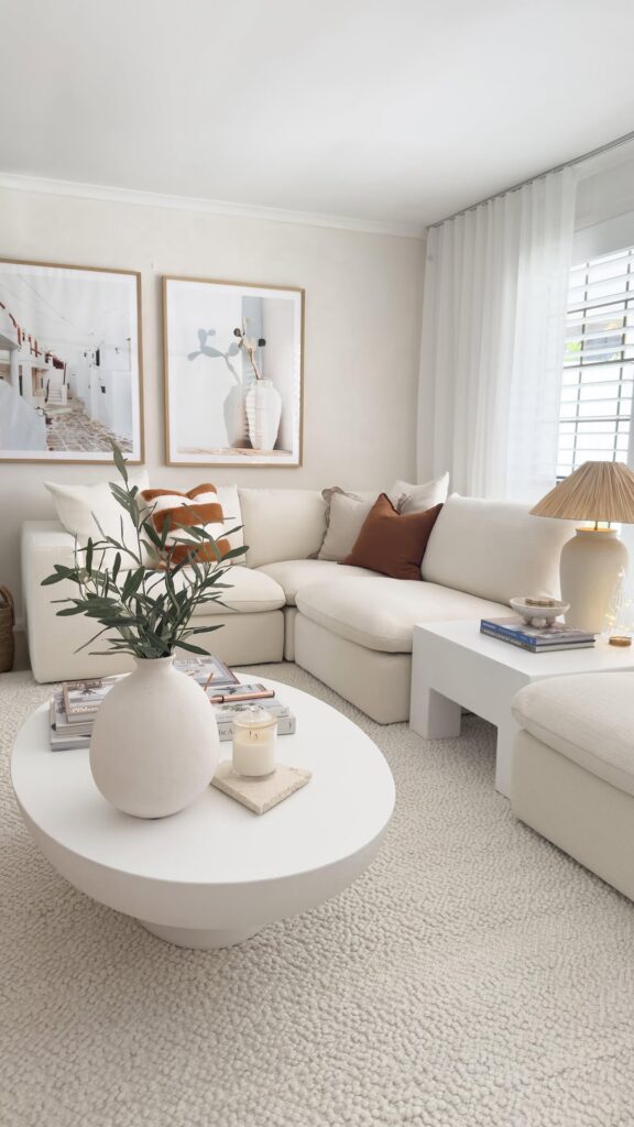 Soft White Neutral Modern Retreat Sectional