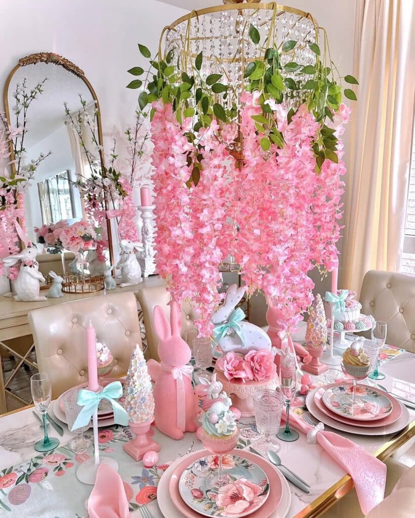 Spring Bunny Cherry Blossom Garden Table