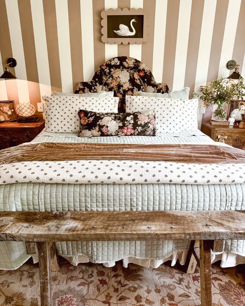 Spring Cottage Striped Floral Bedroom
