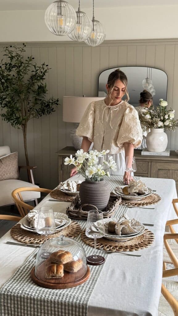 Spring Neutral Linen Cottage Table