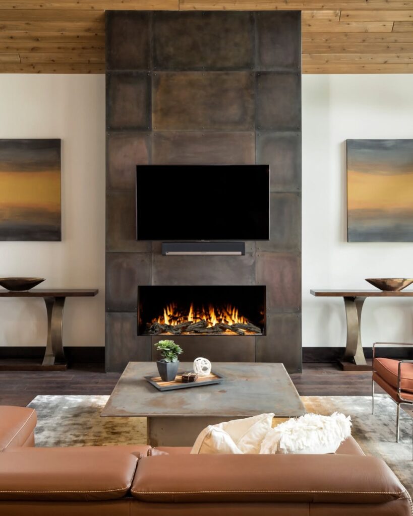 Steel Fireplace Wall