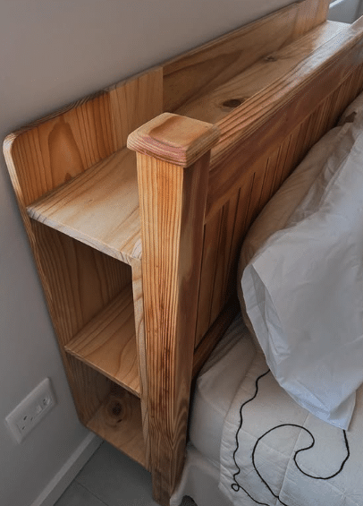 Storage Headboard with Built-In Shelving