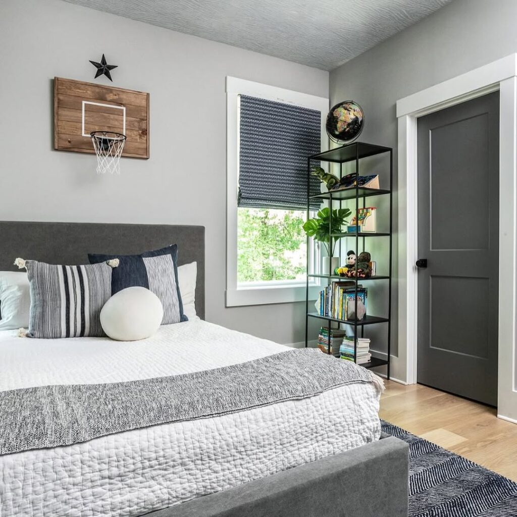 Structured Monochrome Grey Sports Bedroom