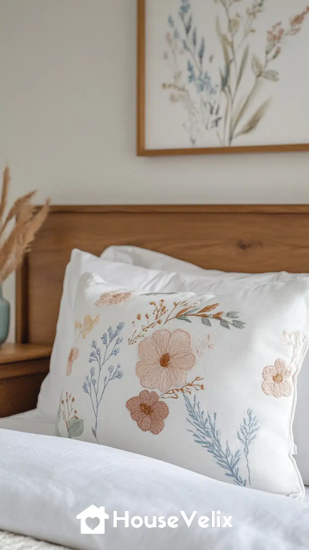 Floral Embroidered Lumbar Pillow in Summer Pastels