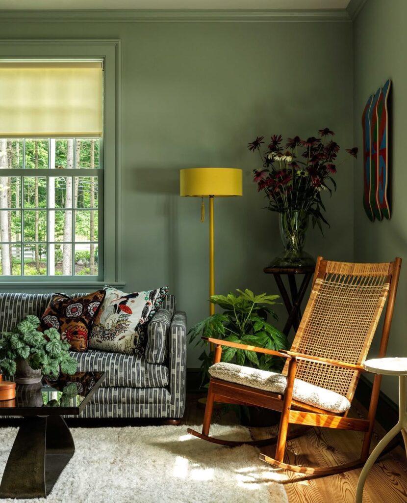 Sunlit Reading Corner in Forest Green