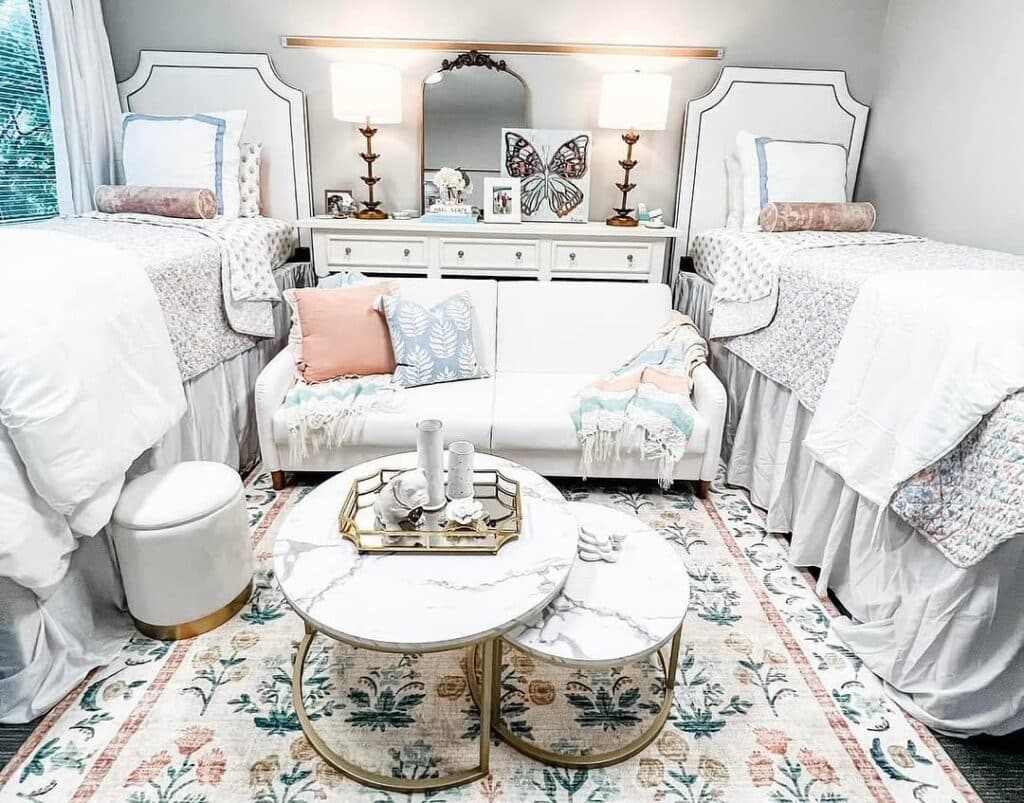 Symmetrical Twin Seating Dorm Lounge