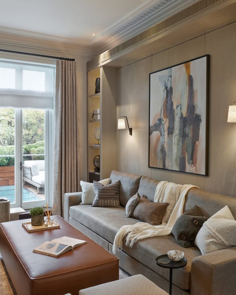 Tailored Lounge Gallery Wall in Taupe