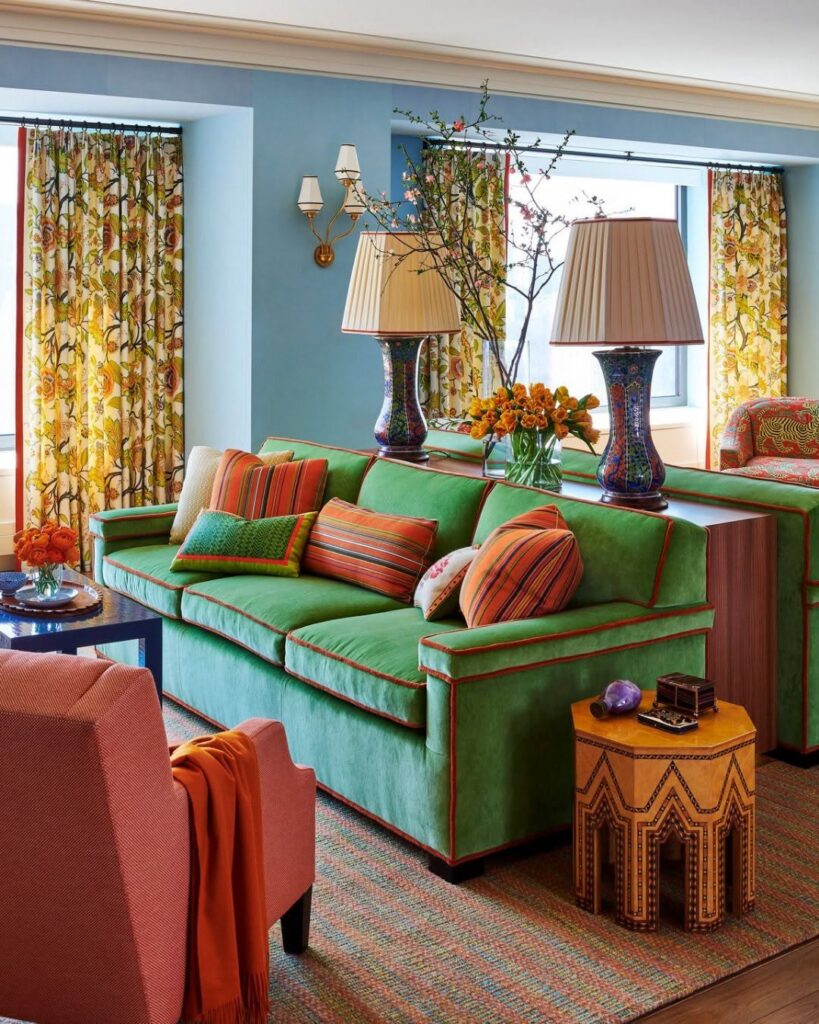 Tangerine Decor and Emerald Sofa