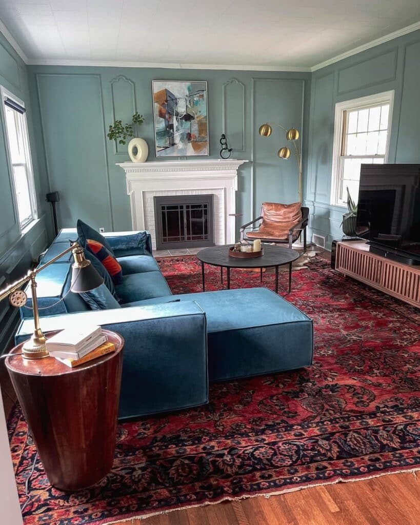 Teal Sectional Vintage Rug