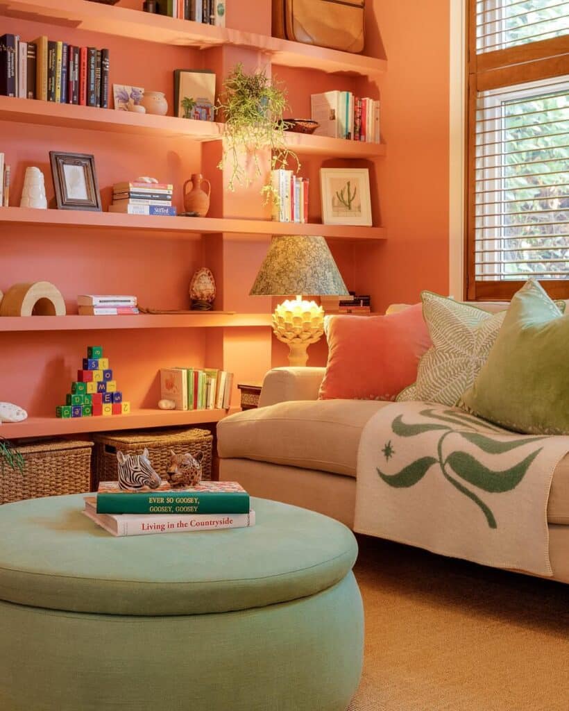 Terracotta Shelving and Pastel Accents