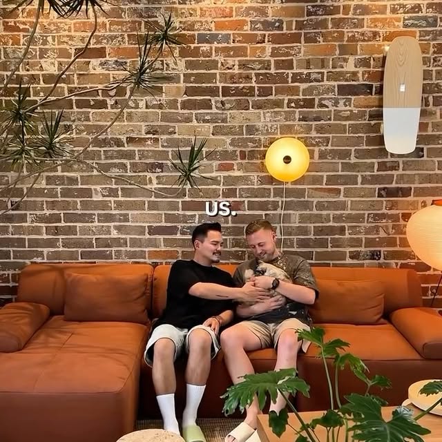 Terracotta Sofa and Brick Wall