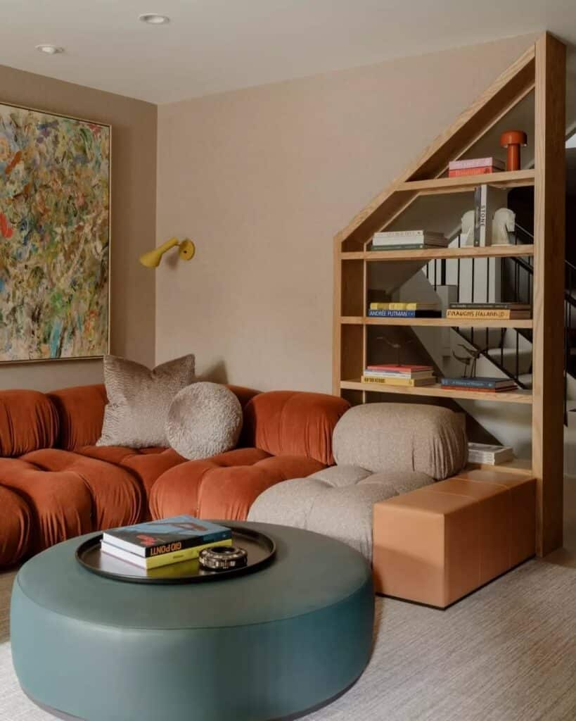 Terracotta Sofa for a Modular Corner Seating Zone
