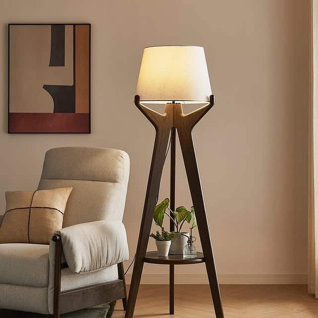 Tripod Floor Lamp with Shelf