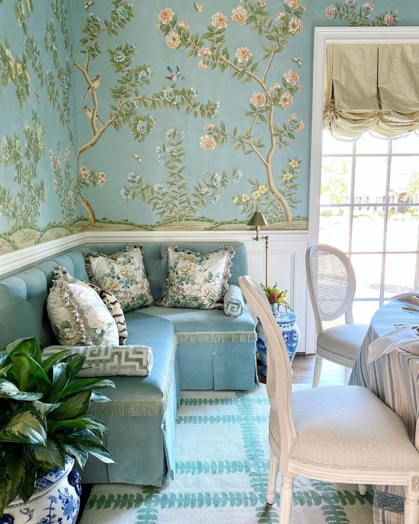 Turquoise Banquette Dining Lounge