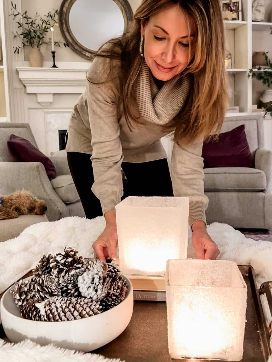 Two Warm Frosted Glass Candle Holders
