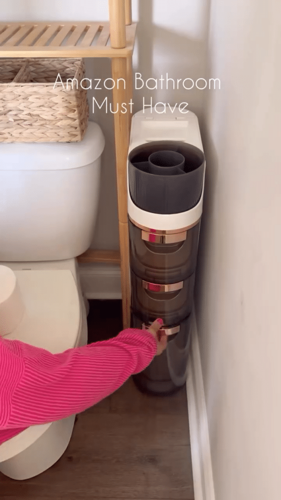 Ultra-Slim Toilet-Side Tower with Concealed Drawers