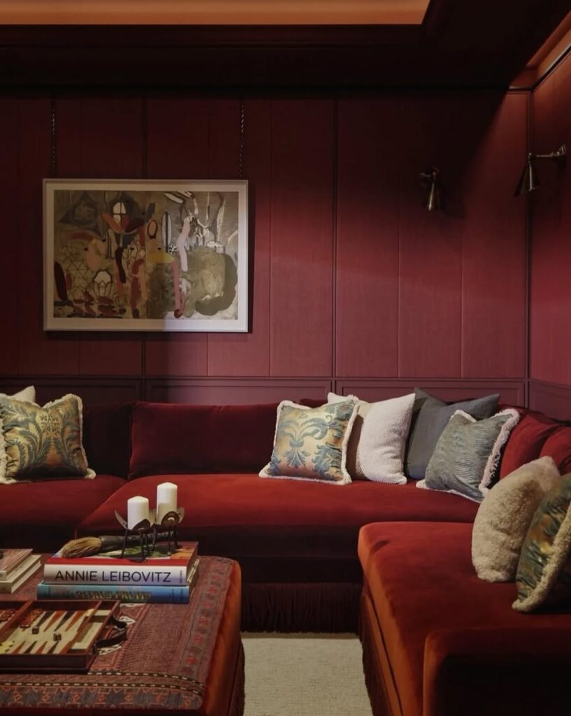 Upholstered Burgundy Lounge Walls