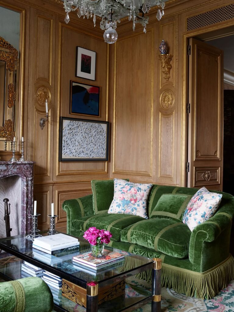 Velvet Seating in a Gilded French Salon