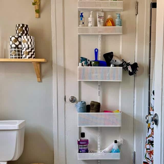 Vertical Wire Baskets Behind the Door