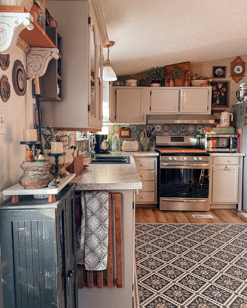Vintage Cottage Nook with Rich Pattern