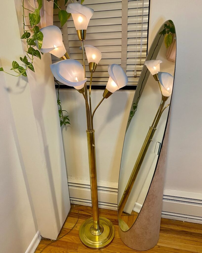 Vintage Floral Calla Brass Floor Lamp