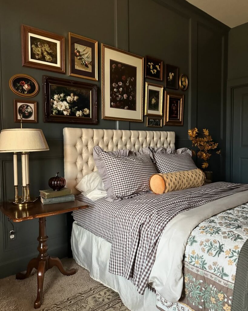 Vintage Florals on an Olive Panel