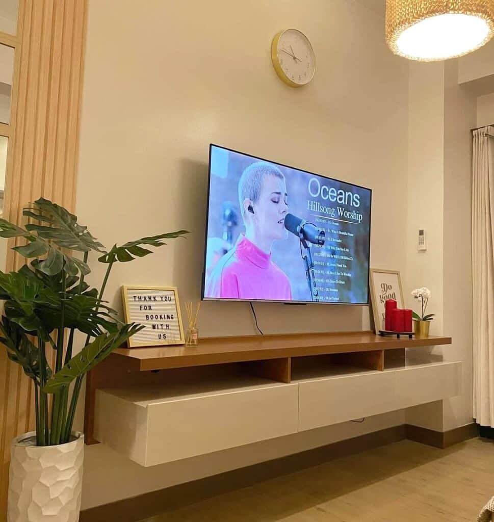Warm Accent Two-Tone TV Stand