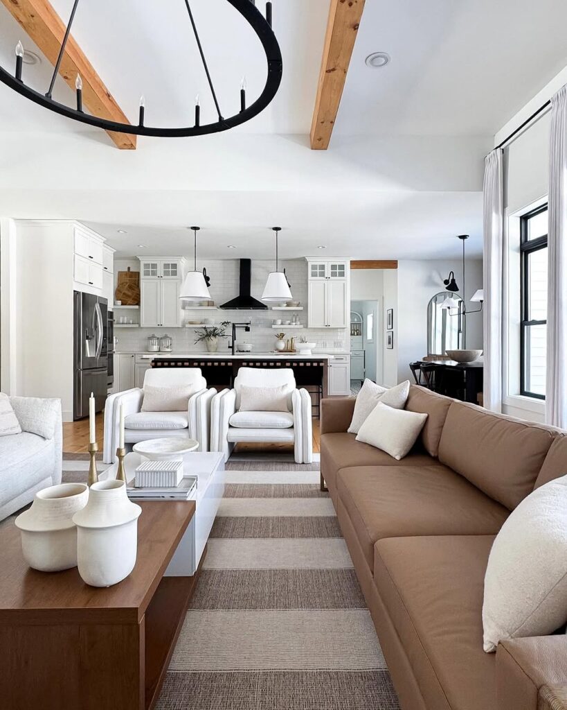 Warm Clean Line Farmhouse Living Room