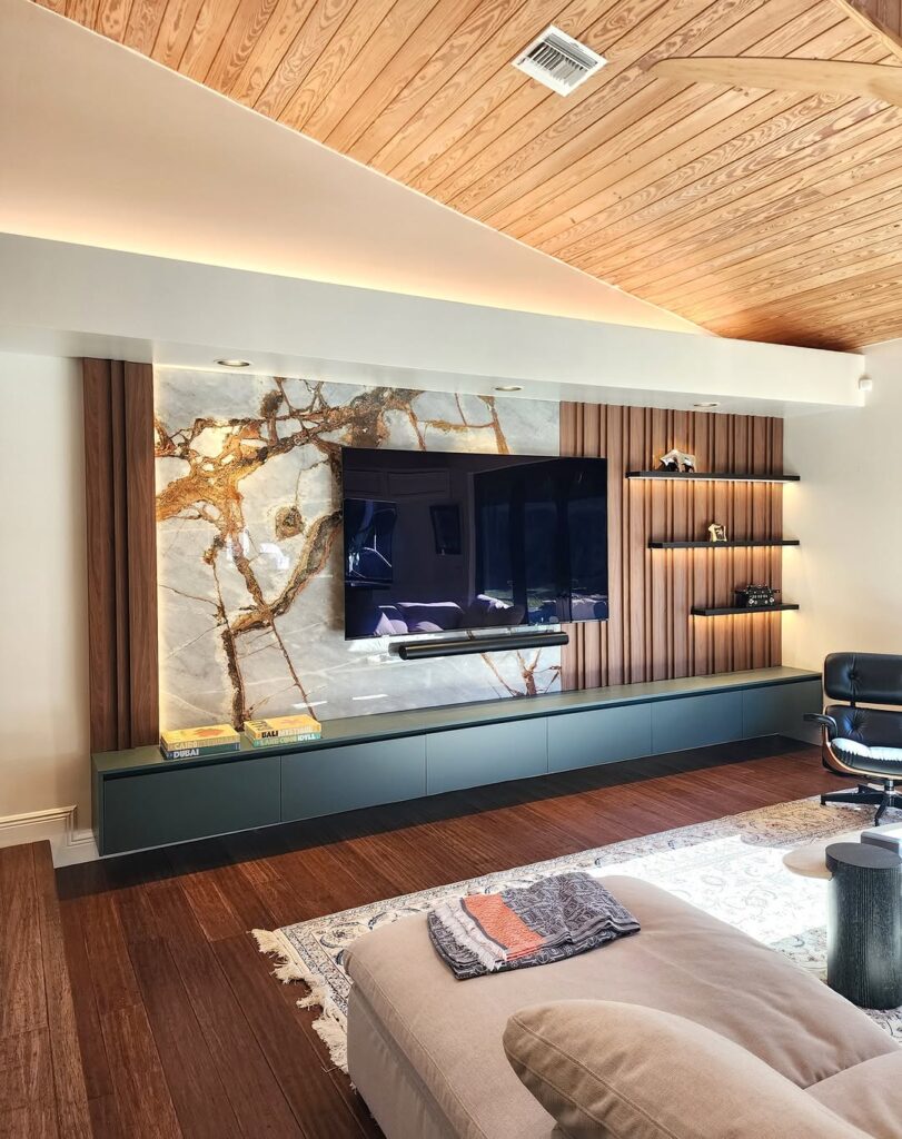 Warm Marble Floating TV Stand
