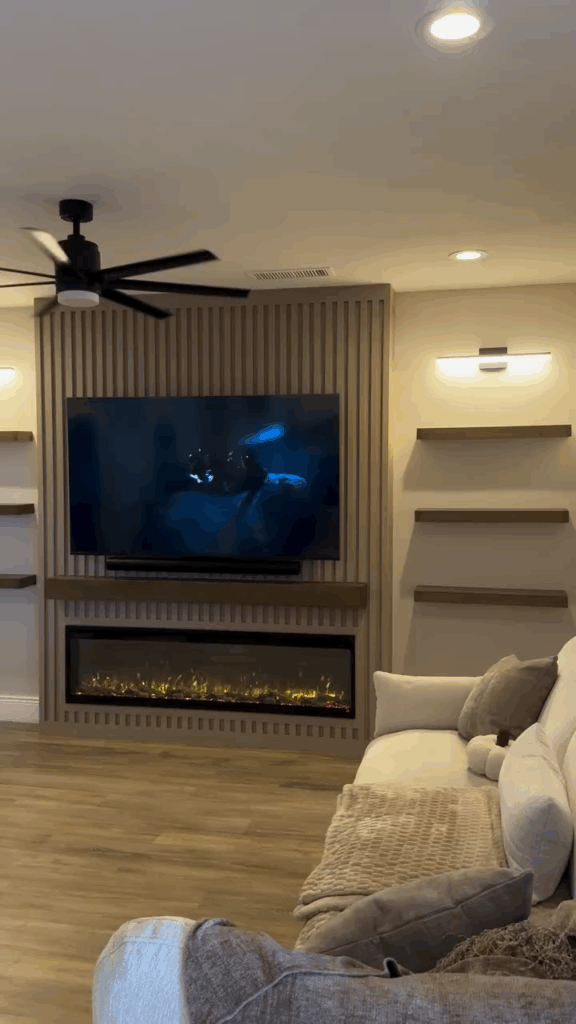 Warm Slatted TV Wall