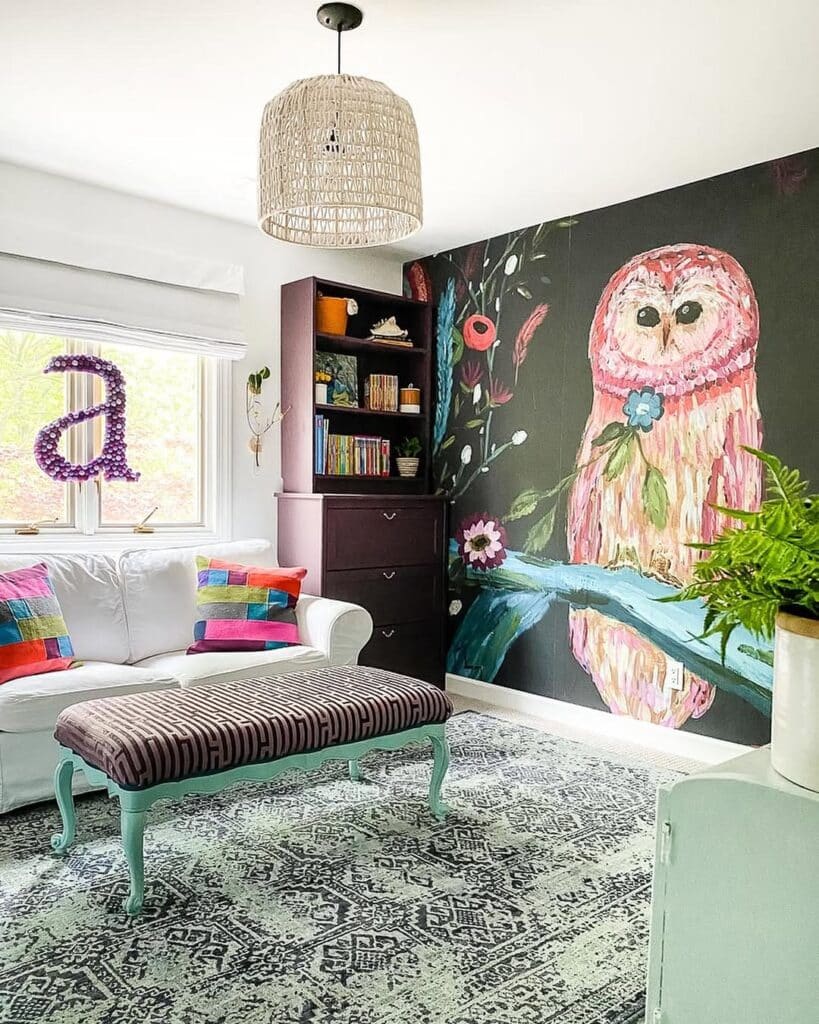 Whimsical Owl Feature Wall Mural