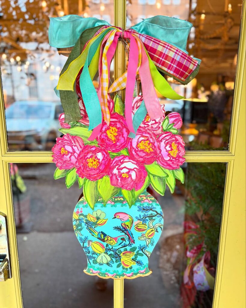 Whimsical Spring Hanger with Floral Vase