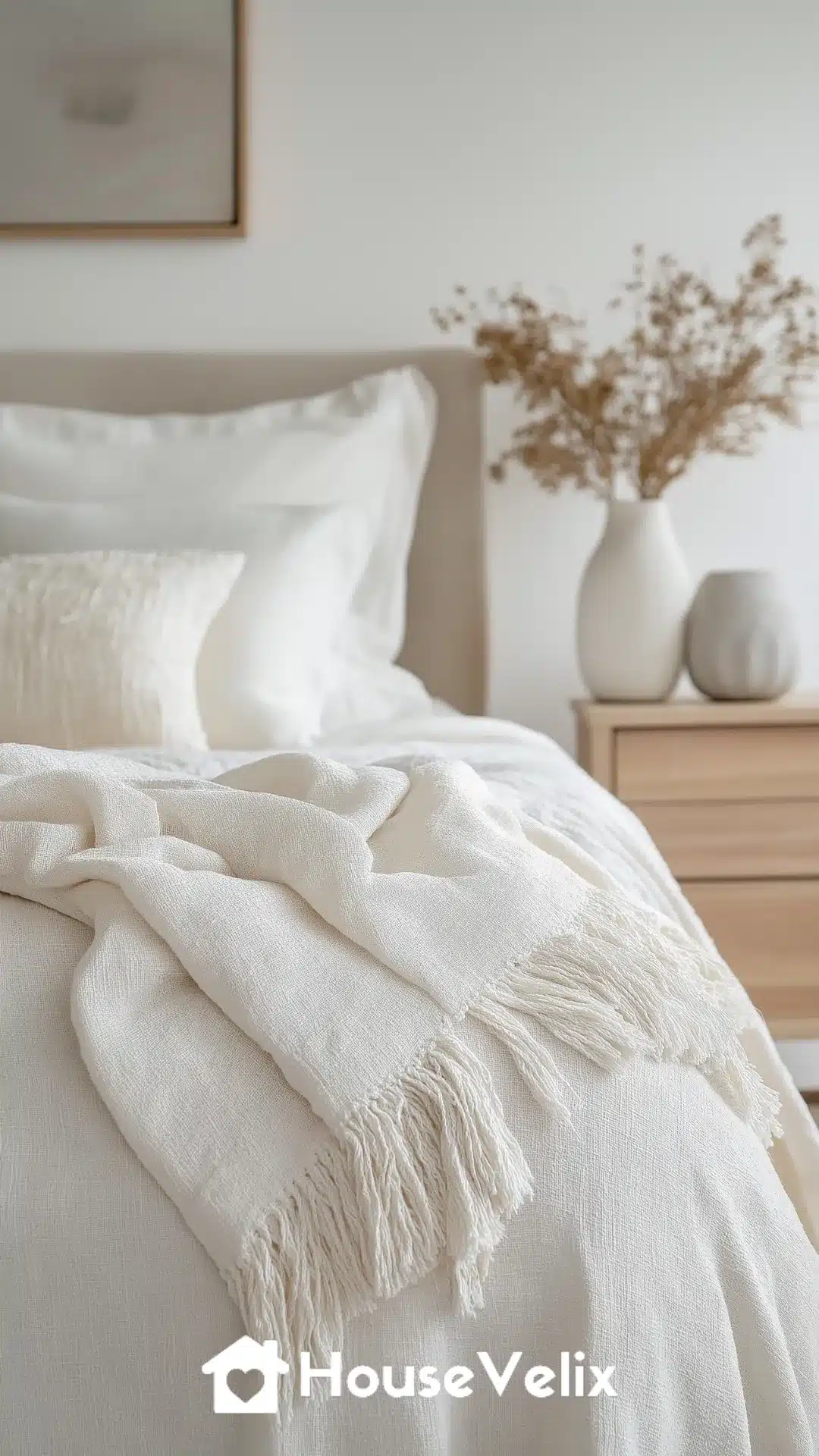Layered White Gauze Blanket with Subtle Tassels