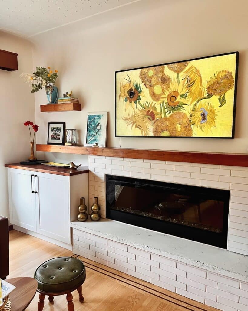 White Linear Brick Hearth