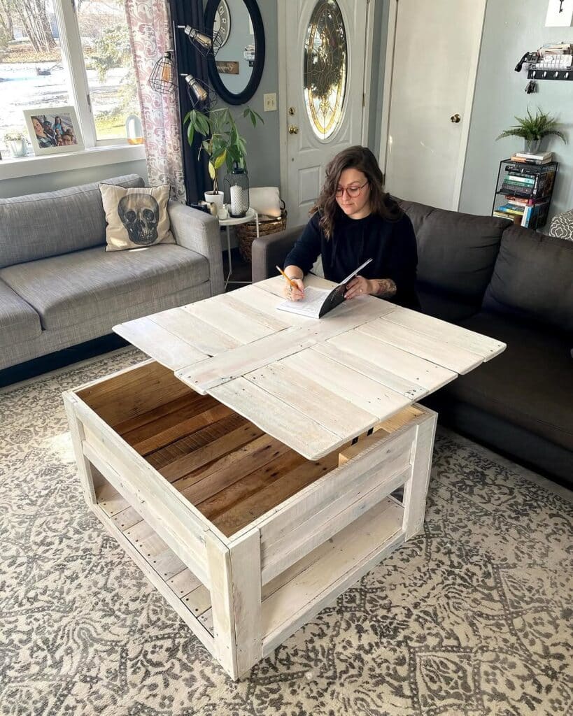 Whitewashed Farmhouse Crate Coffee Table