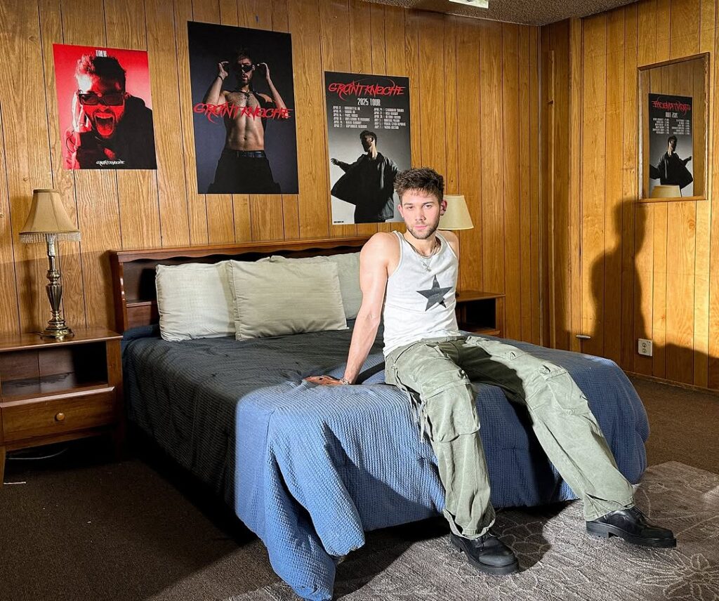 Wood Paneled Wall with Band Posters