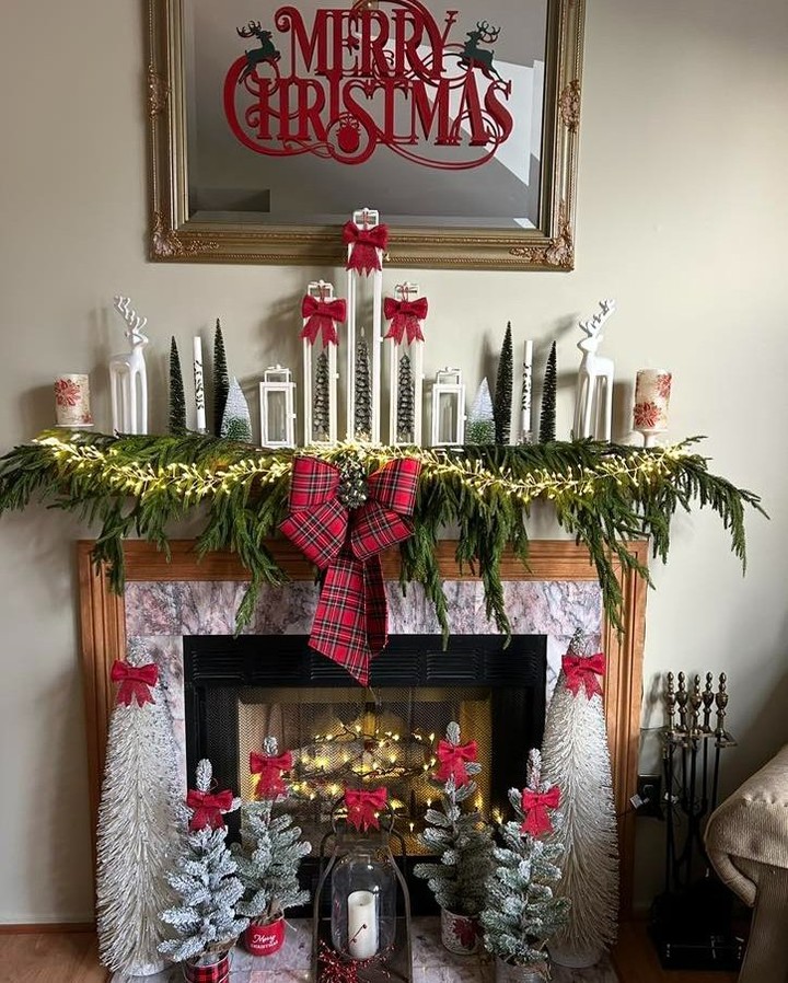 Woodland Mantle with Frosted Trees