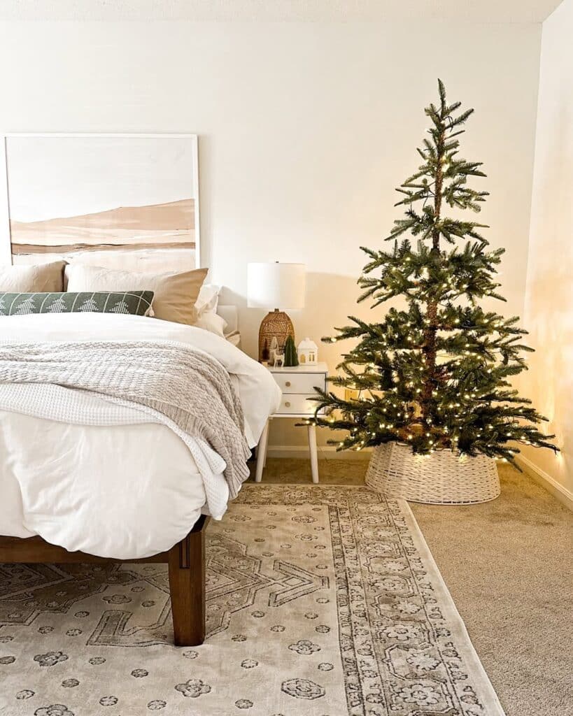 Woven Base for a Calm Holiday Bedroom
