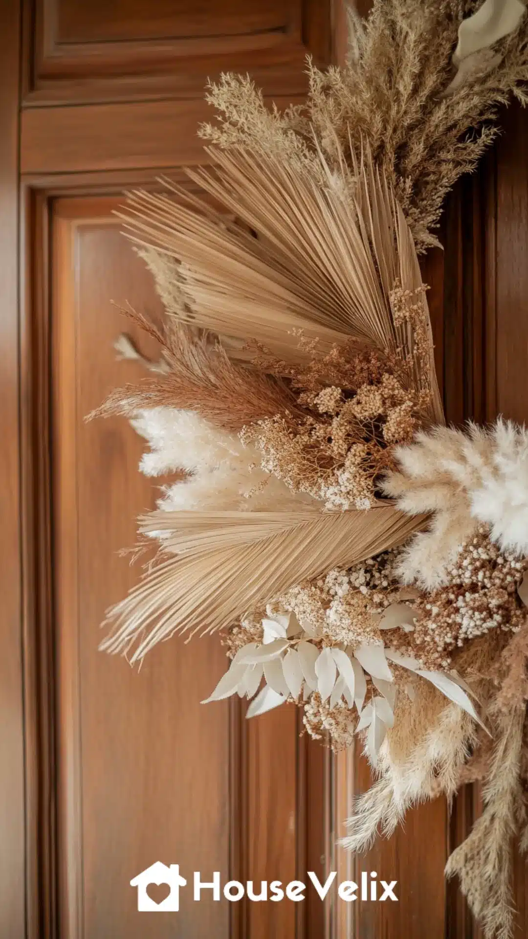 Woven Fan Wreath with Dried Palm Accents